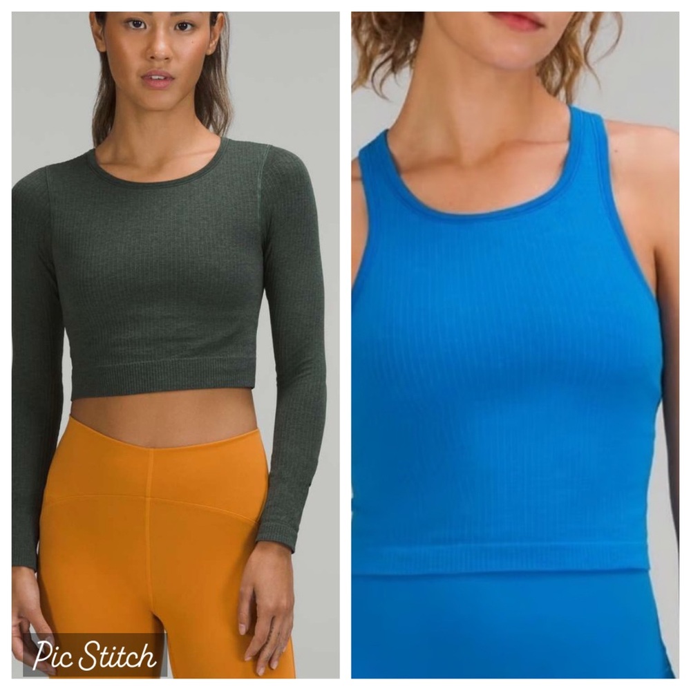 PAIR of Lululemon Ebb to Street ribbed tops